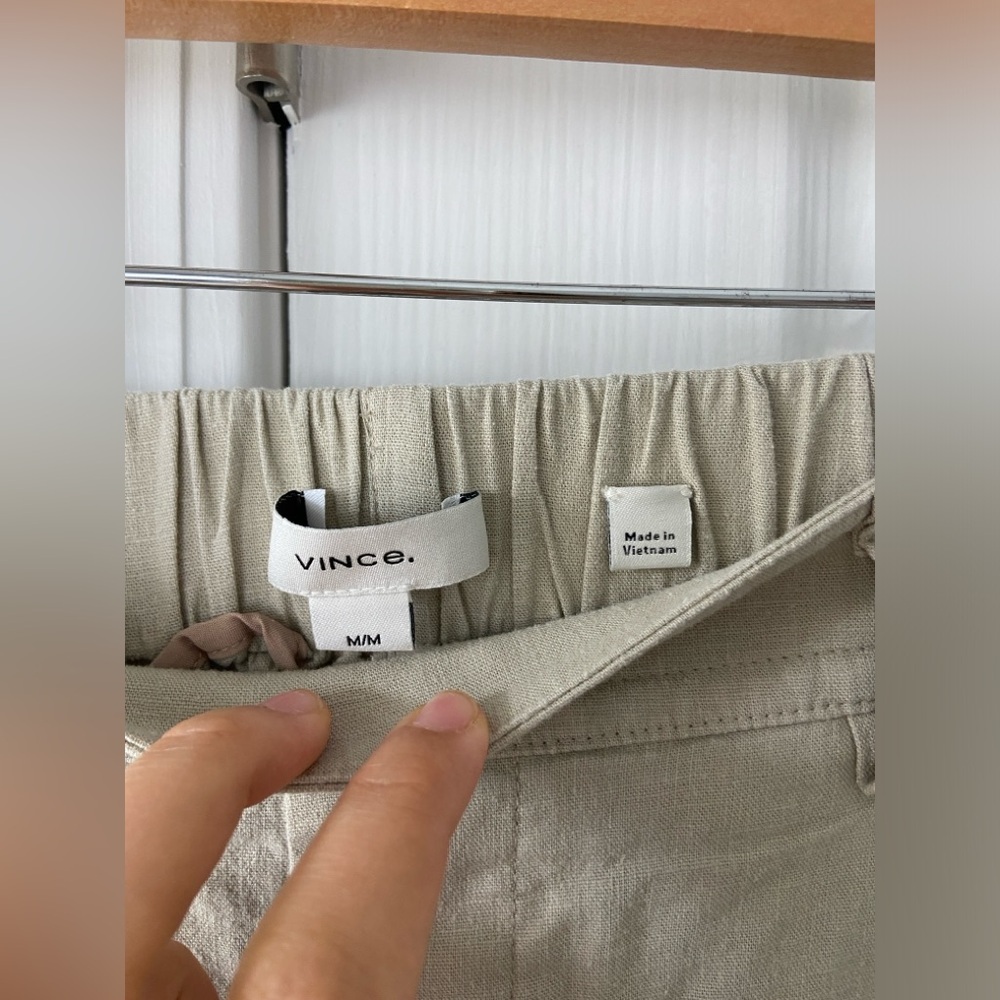 Vince pleat front pull on linen blend pants size M - Picture 3 of 6